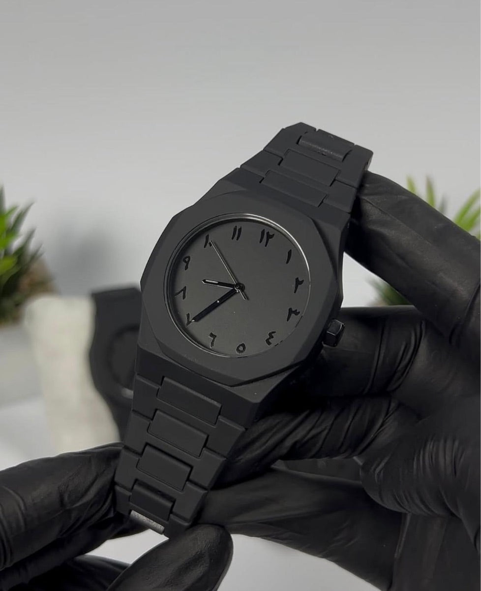 Aura Minimalist Matte Black Arabic Numerals Analog Watch