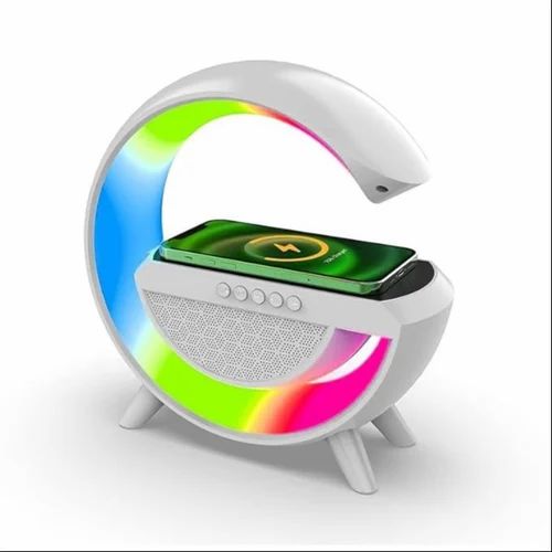 G-Shape Bluetooth Speaker With FM Radio RGB Light Table Lamp Wireless Charger