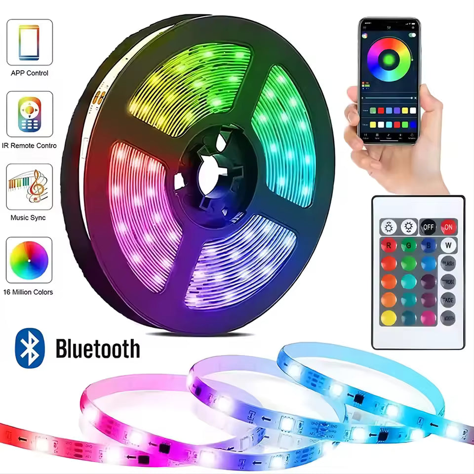 5M Tape Bluetooth USB LED Strip Light 5050 SMD 5V USB RGB Lights Flexible LED Lamp Tape Ribbon RGB Self-adhesive TV Desktop Diode